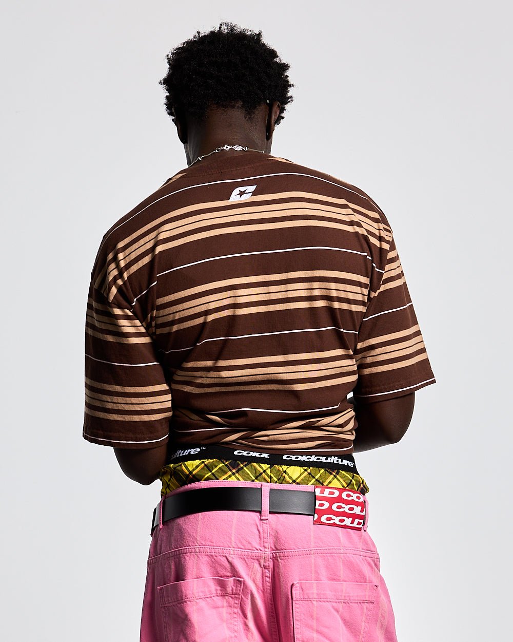 STRIPED TEE BROWN - PINK - COLD CULTURE