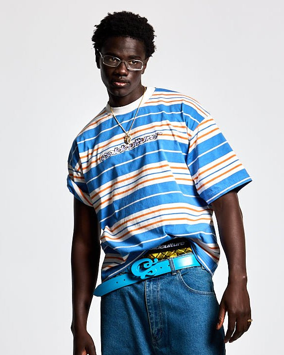 STRIPED TEE ORANGE - BLUE - COLD CULTURE #man