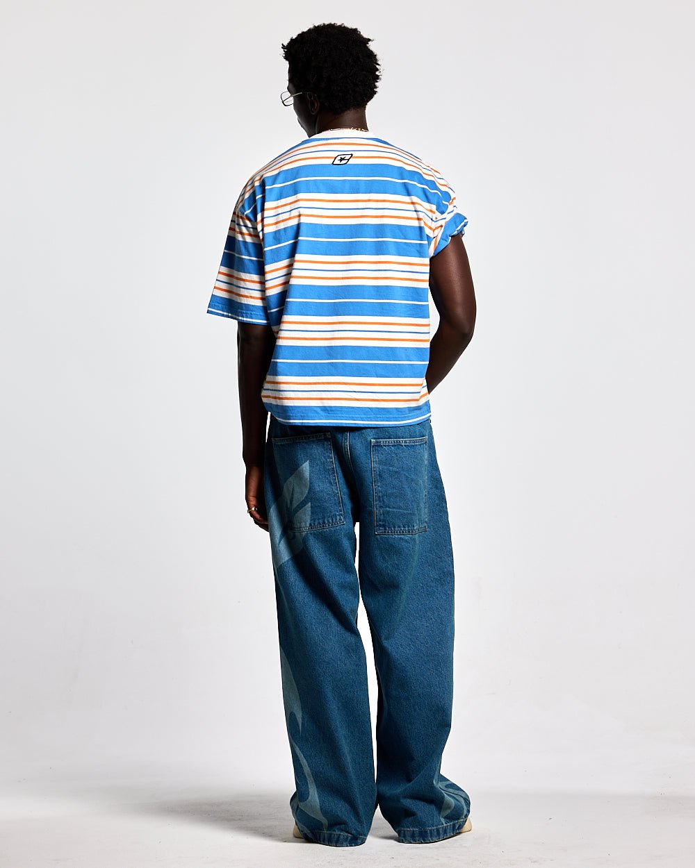 STRIPED TEE ORANGE - BLUE - COLD CULTURE