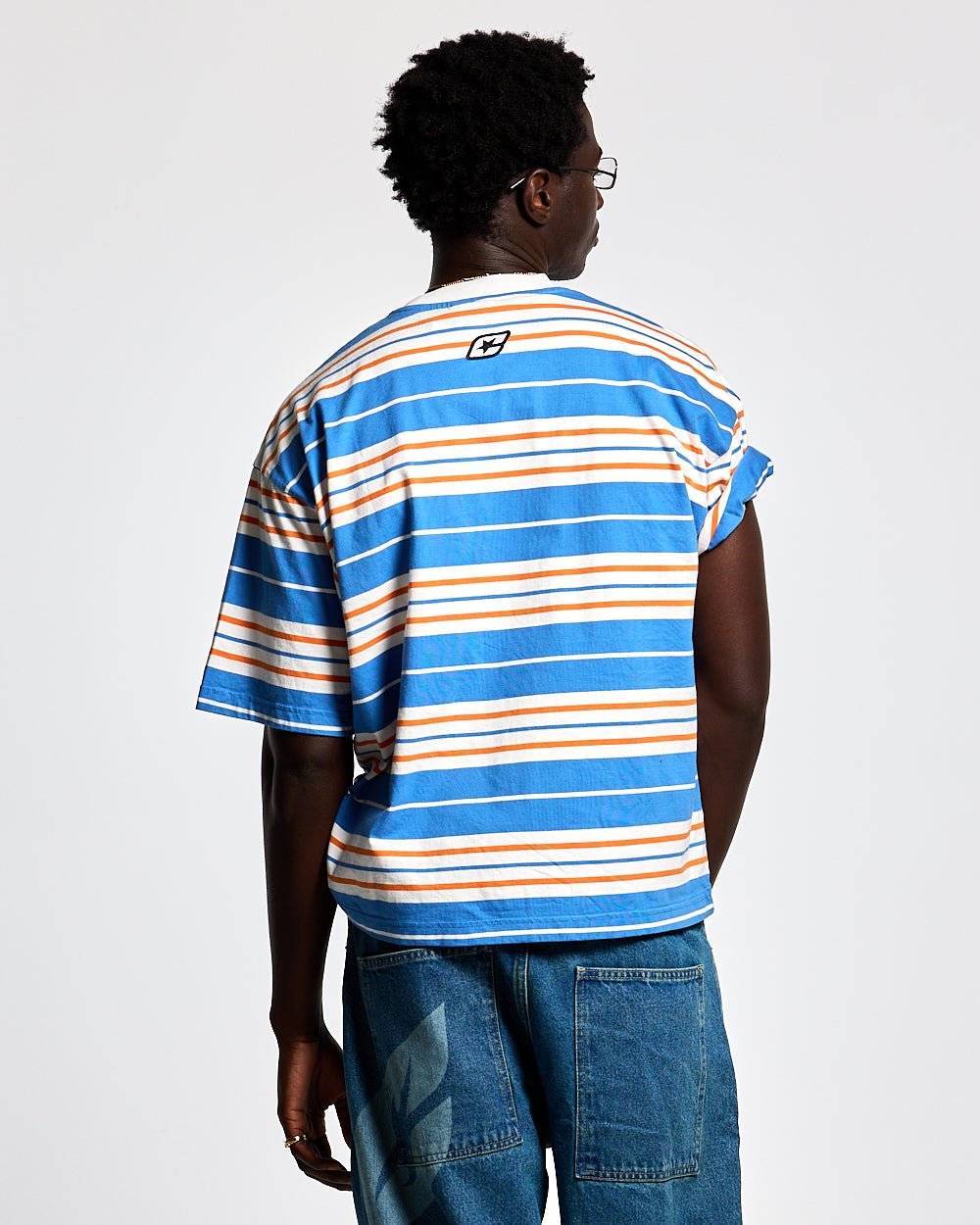 STRIPED TEE ORANGE - BLUE - COLD CULTURE