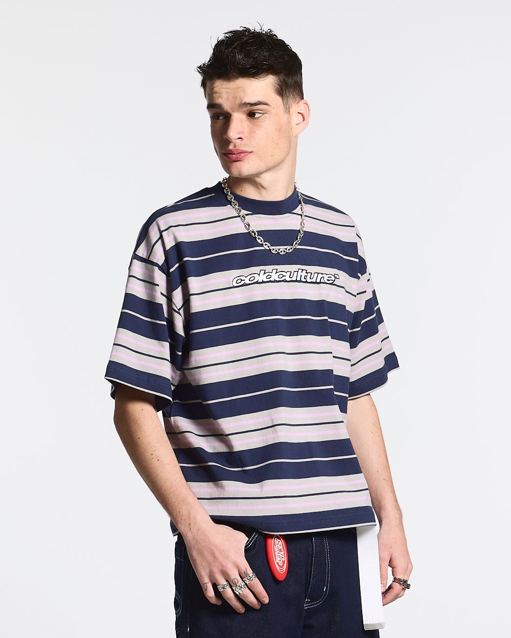 STRIPED TEE VIOLET - DARK BLUE - COLD CULTURE