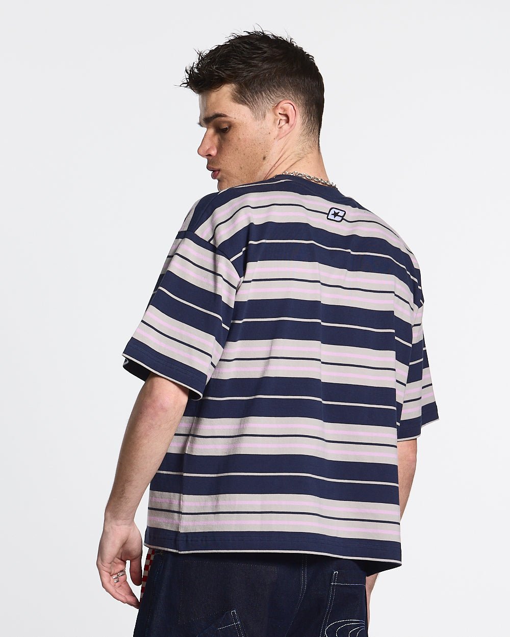 STRIPED TEE VIOLET - DARK BLUE - COLD CULTURE