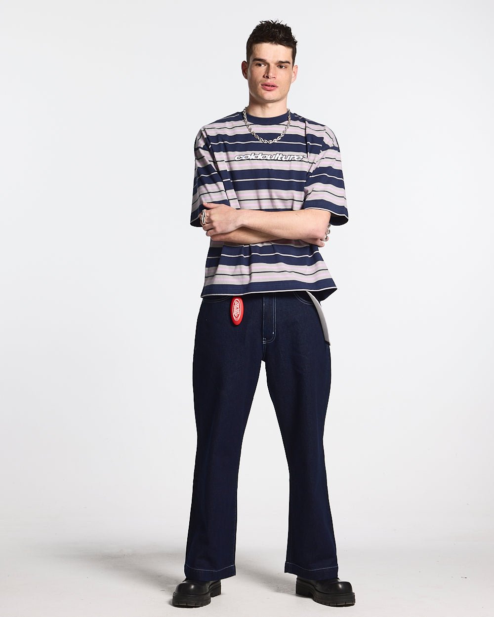 STRIPED TEE VIOLET - DARK BLUE - COLD CULTURE