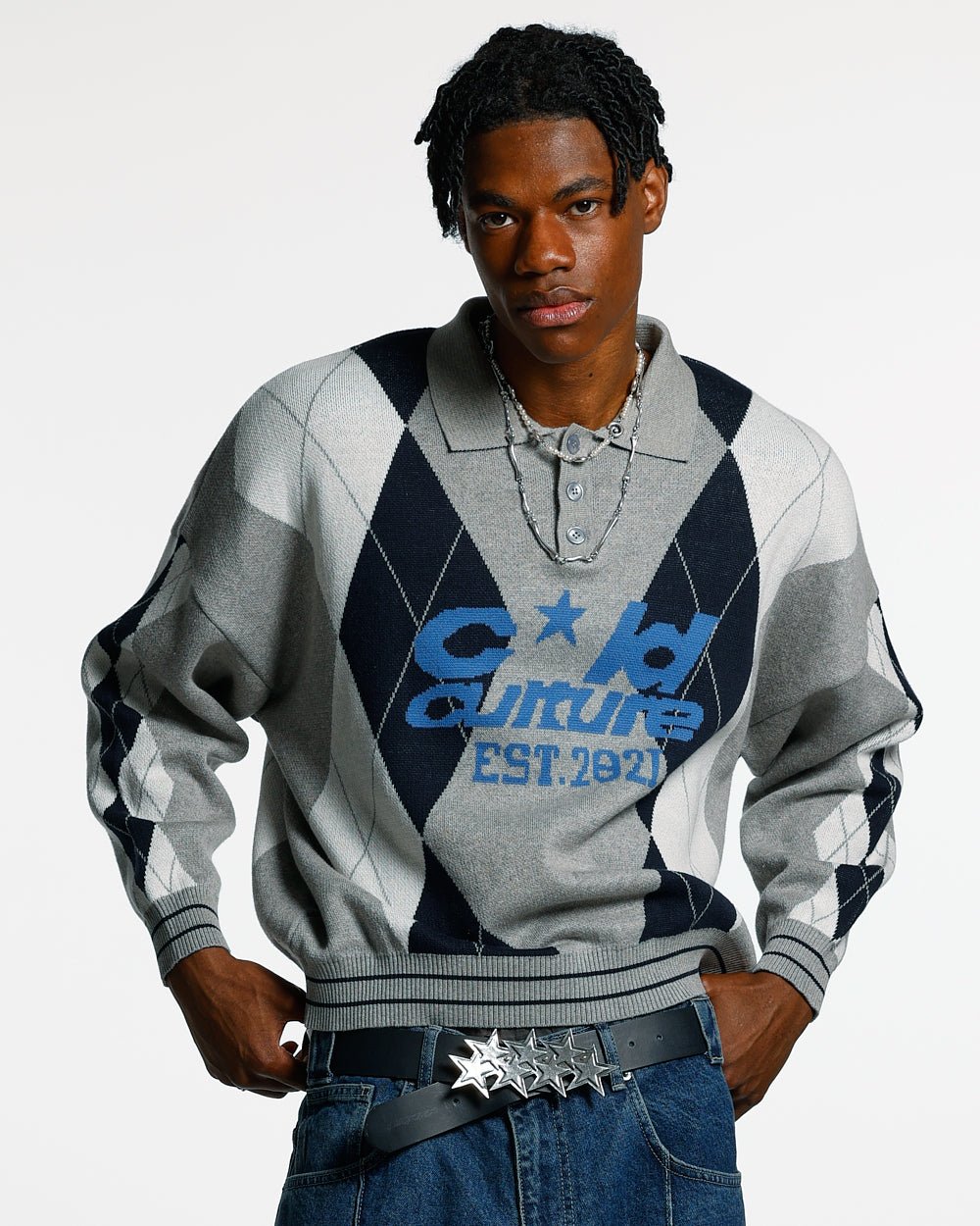 STRUCTURE COLLAR KNIT GREY - COLD CULTURE