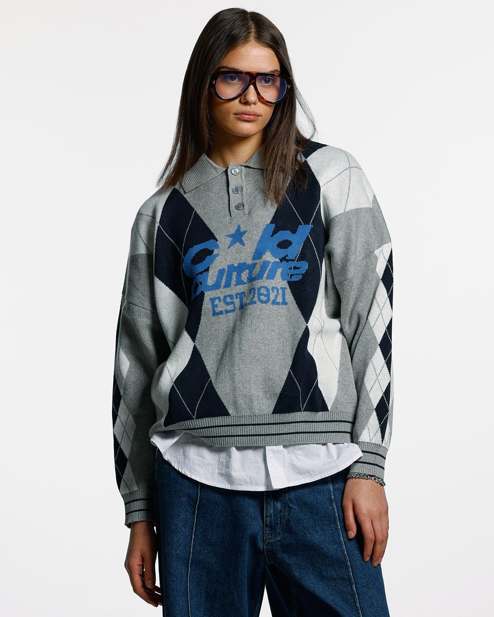 STRUCTURE COLLAR KNIT GREY - COLD CULTURE