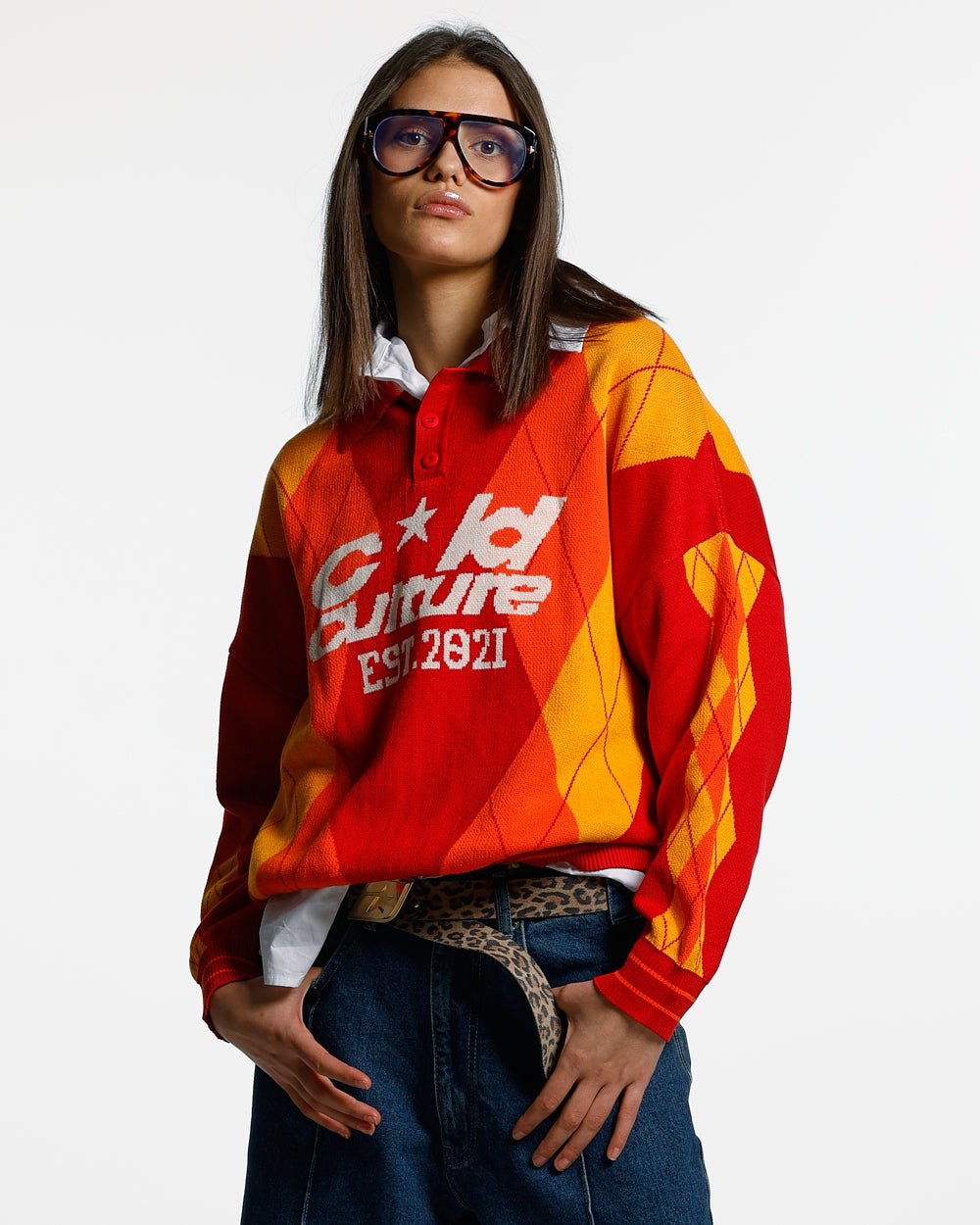 STRUCTURE COLLAR KNIT RUBY RED - COLD CULTURE