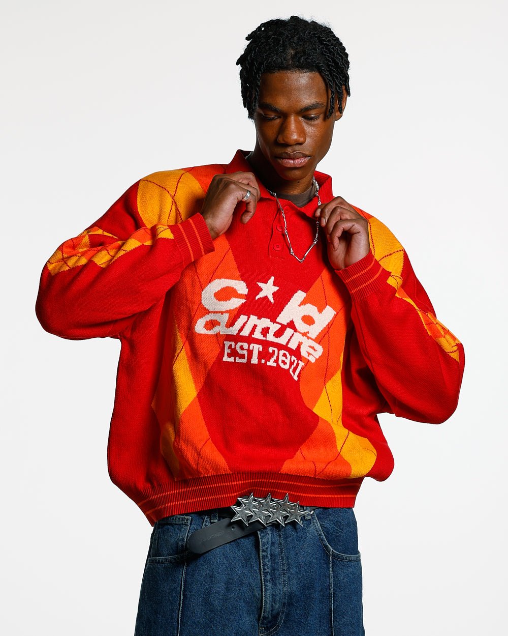 STRUCTURE COLLAR KNIT RUBY RED - COLD CULTURE