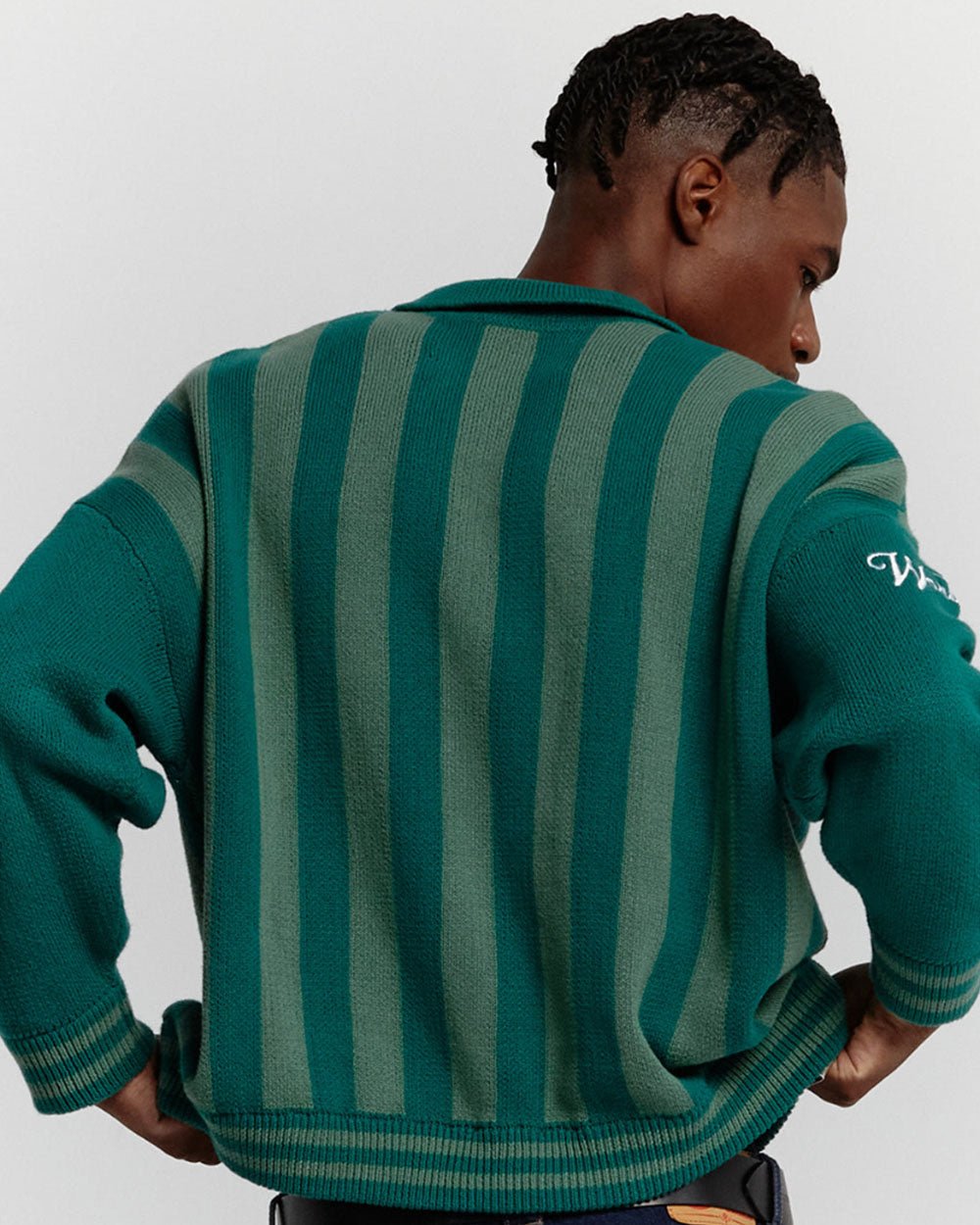 STRUCTURE COLLAR KNIT SWEATSHIRT KNIT MOSS GREEN - COLD CULTURE