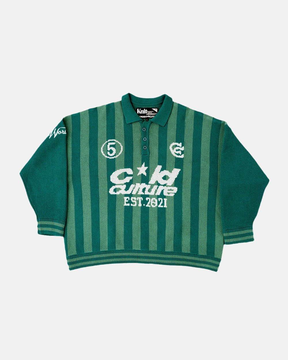 STRUCTURE COLLAR KNIT SWEATSHIRT KNIT MOSS GREEN - COLD CULTURE