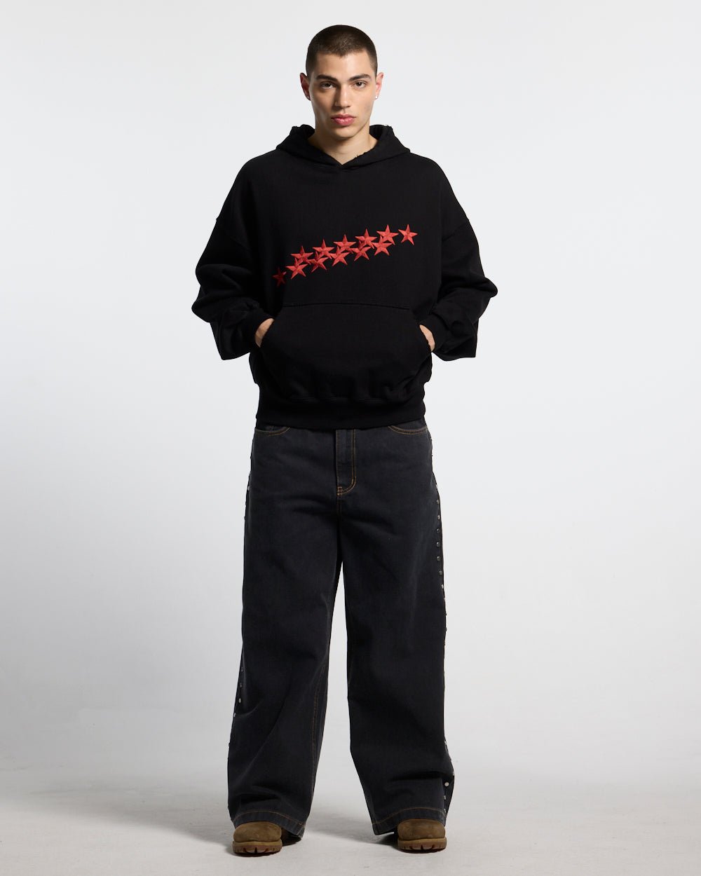 STUDS PANTS BLACK DENIM - Cold Culture #man