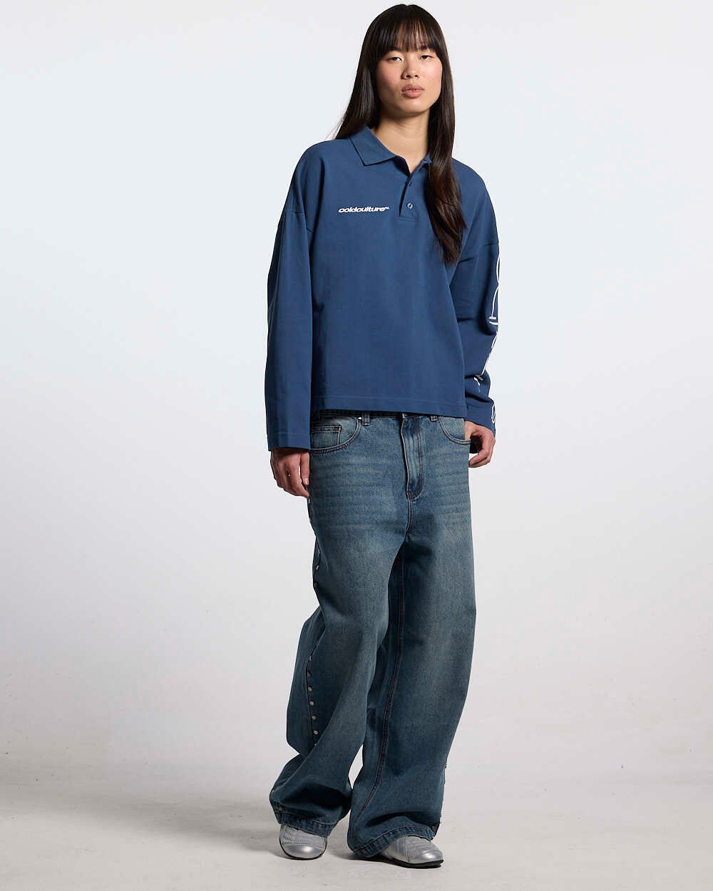 STUDS PANTS LIGHT BLUE DENIM - Cold Culture #woman