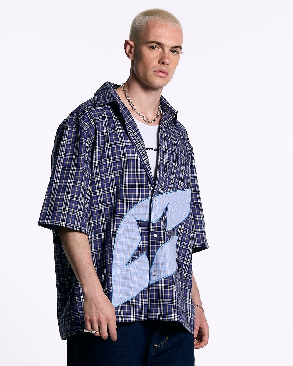 TARTAN C SHIRT DARK BLUE - Cold Culture