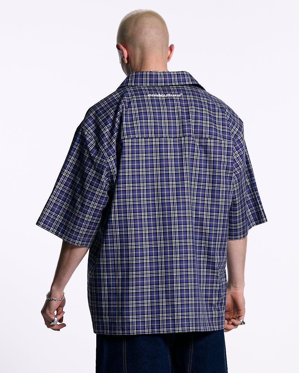 TARTAN C SHIRT DARK BLUE - Cold Culture