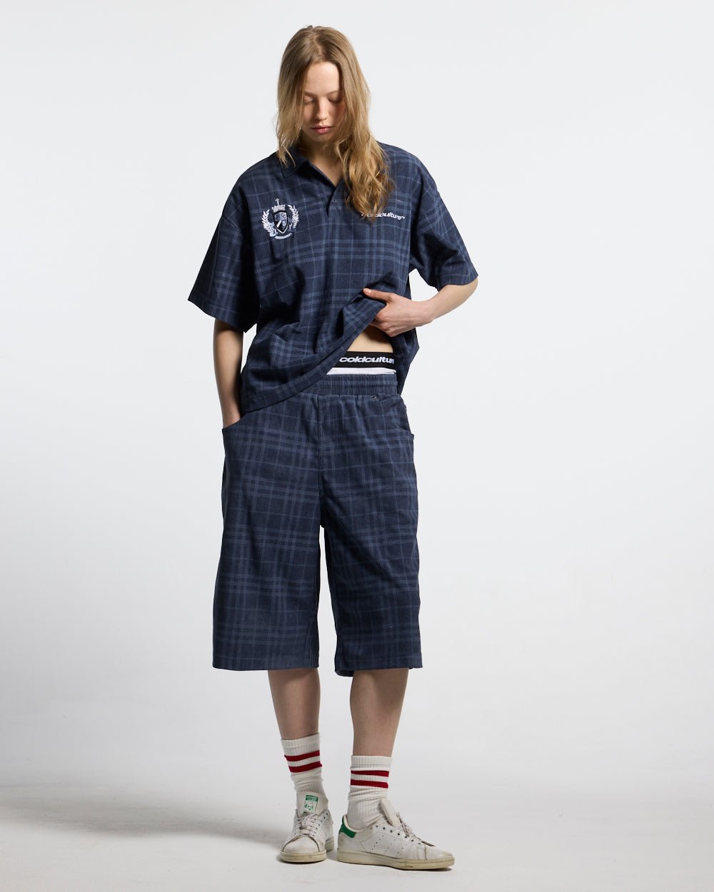 TARTAN CLUB SHORTS NAVY - Cold Culture #woman