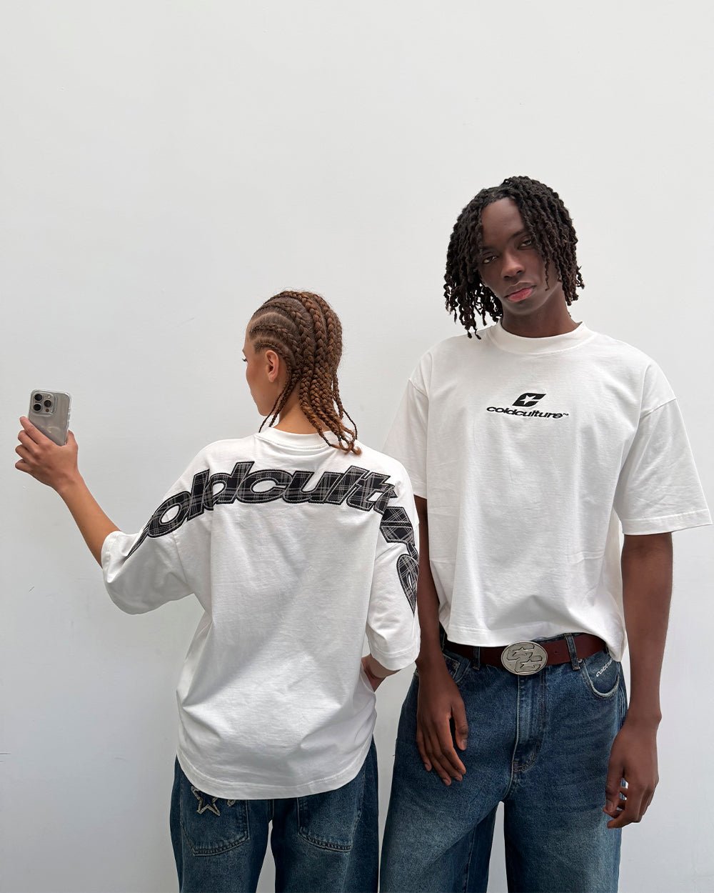 TARTAN DISTRESS CURVED TEE WHITE - Cold Culture