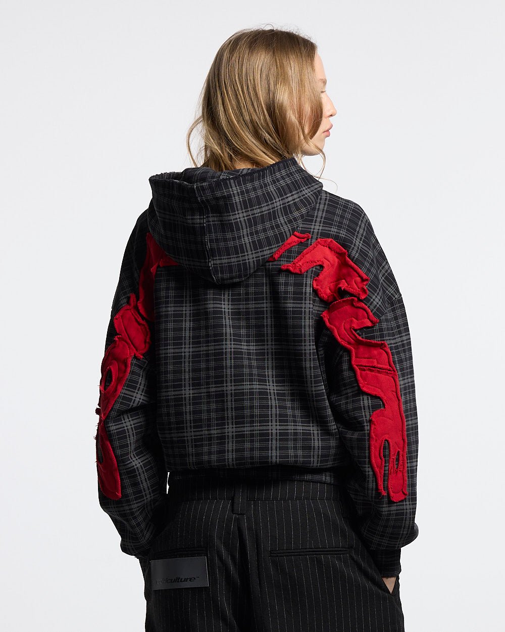TARTAN HOODIE BLACK, GREY & RED - Cold Culture #woman