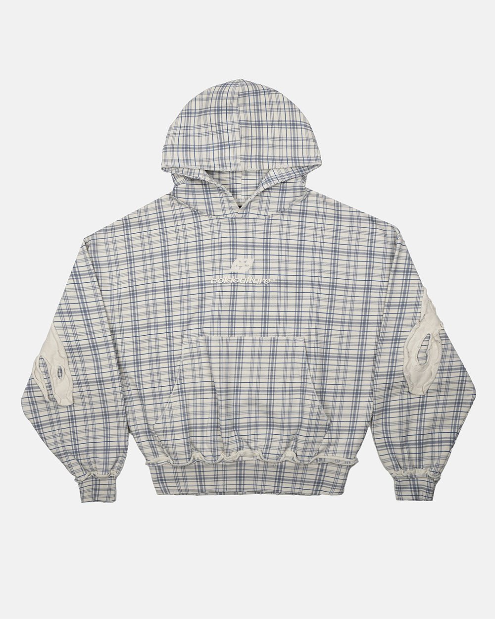 TARTAN HOODIE WHITE & MIX OF BLUES - Cold Culture
