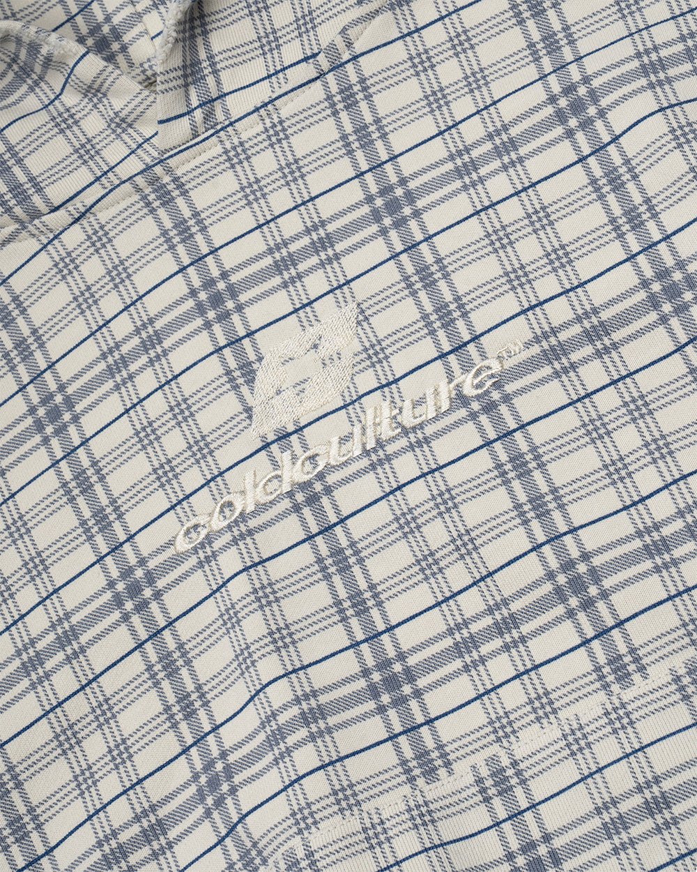 TARTAN HOODIE WHITE & MIX OF BLUES - Cold Culture