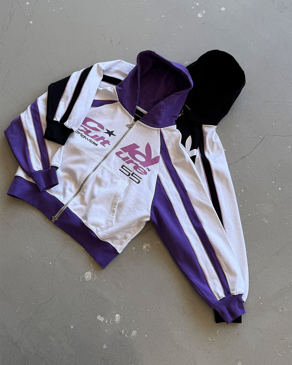 TEASE ME ZIP HOODIE WHITE & PURPLE - Cold Culture