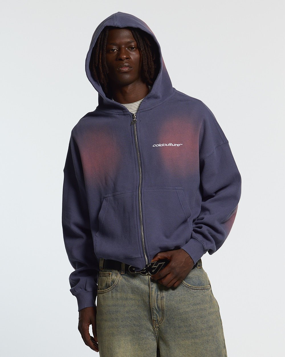 THERMAL ZIP HOODIE BLUE - Cold Culture