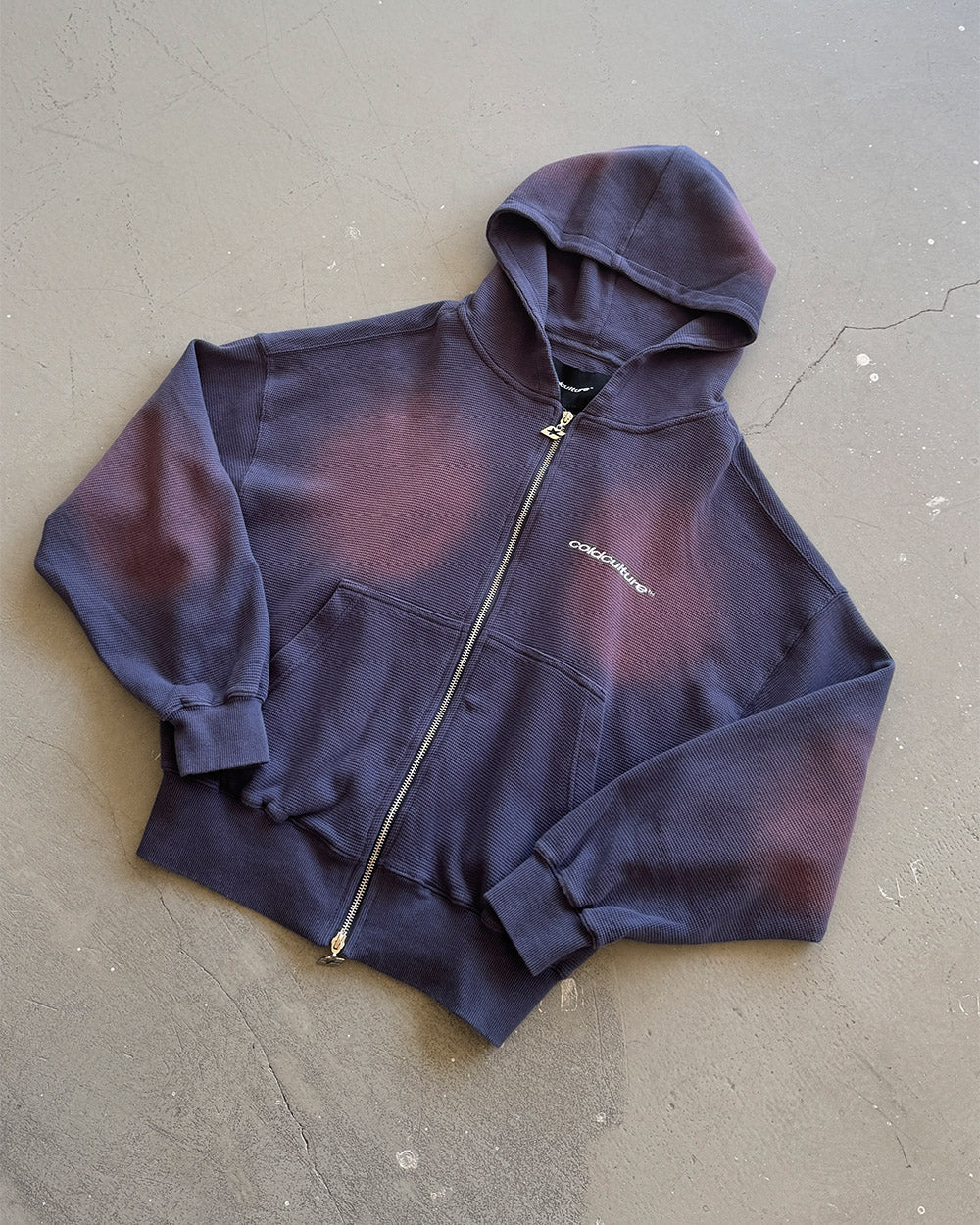 THERMAL ZIP HOODIE BLUE - Cold Culture