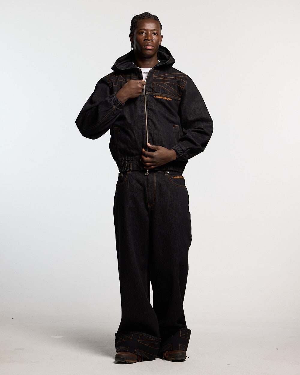 TOP BOY PANTS BLACK DENIM - Cold Culture #man