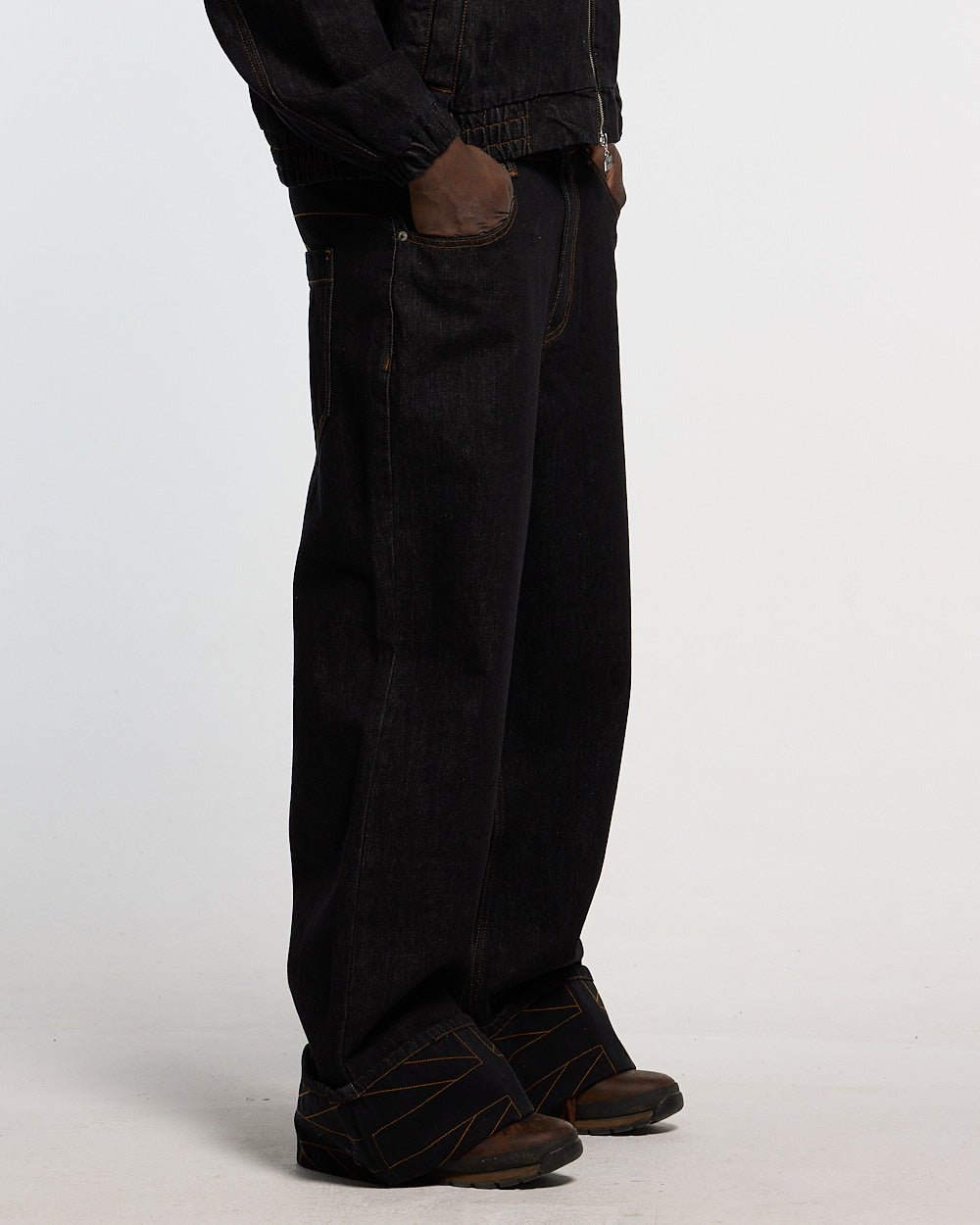 TOP BOY PANTS BLACK DENIM - Cold Culture #man