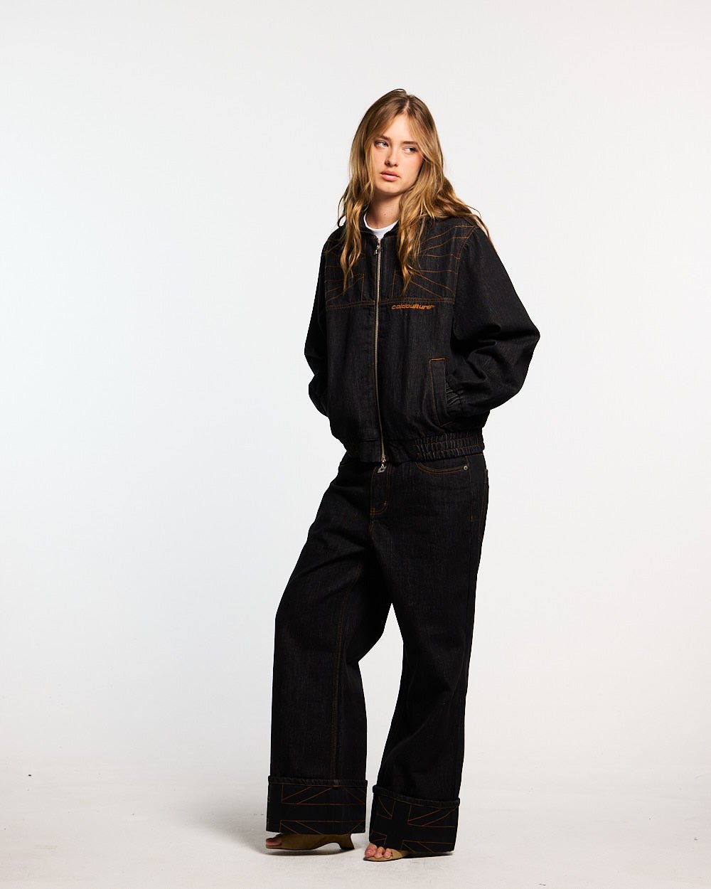 TOP BOY PANTS BLACK DENIM - Cold Culture #woman