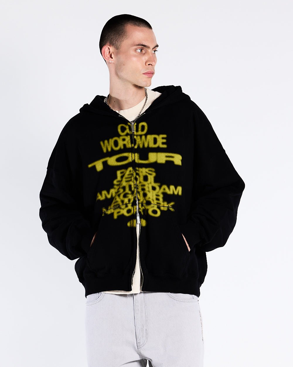 TOUR ZIP HOODIE BLACK - COLD CULTURE