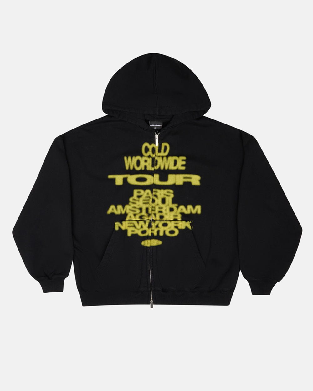 TOUR ZIP HOODIE BLACK - COLD CULTURE