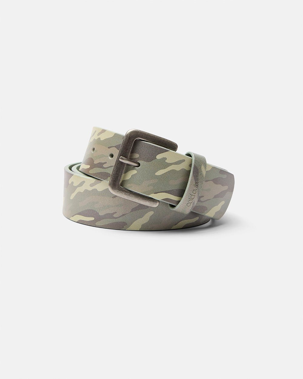 TRACE BELT GREEN - green camo belt, front view - Cold Culture