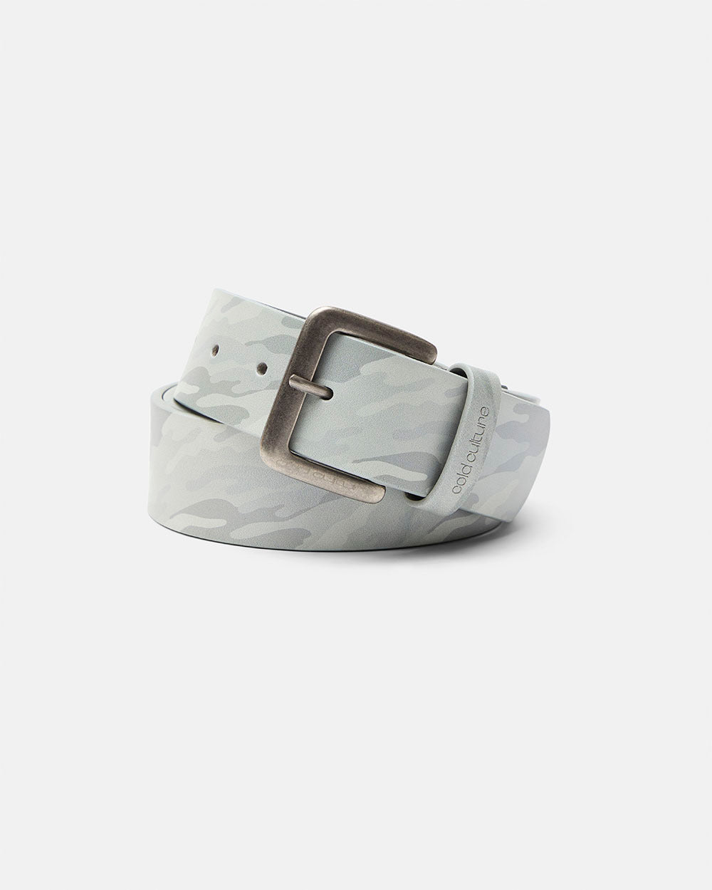 TRACE BELT GREY - grey camo belt, front view - Cold Culture