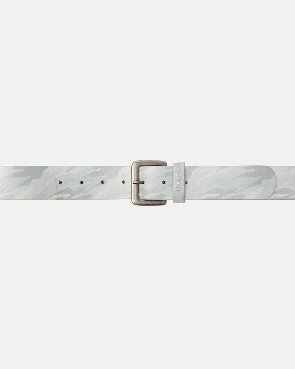 TRACE BELT GREY - grey camo belt, detail close-up - Cold Culture