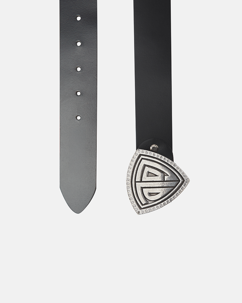 TRIANGLE BLING BLING LEATHER BELT BLACK - Cold Culture