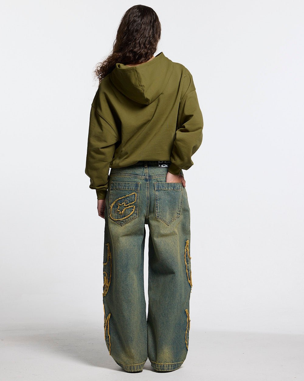 TRIBAL DISTRESSED V2 PANTS GREEN WASHED DENIM - Cold Culture #woman