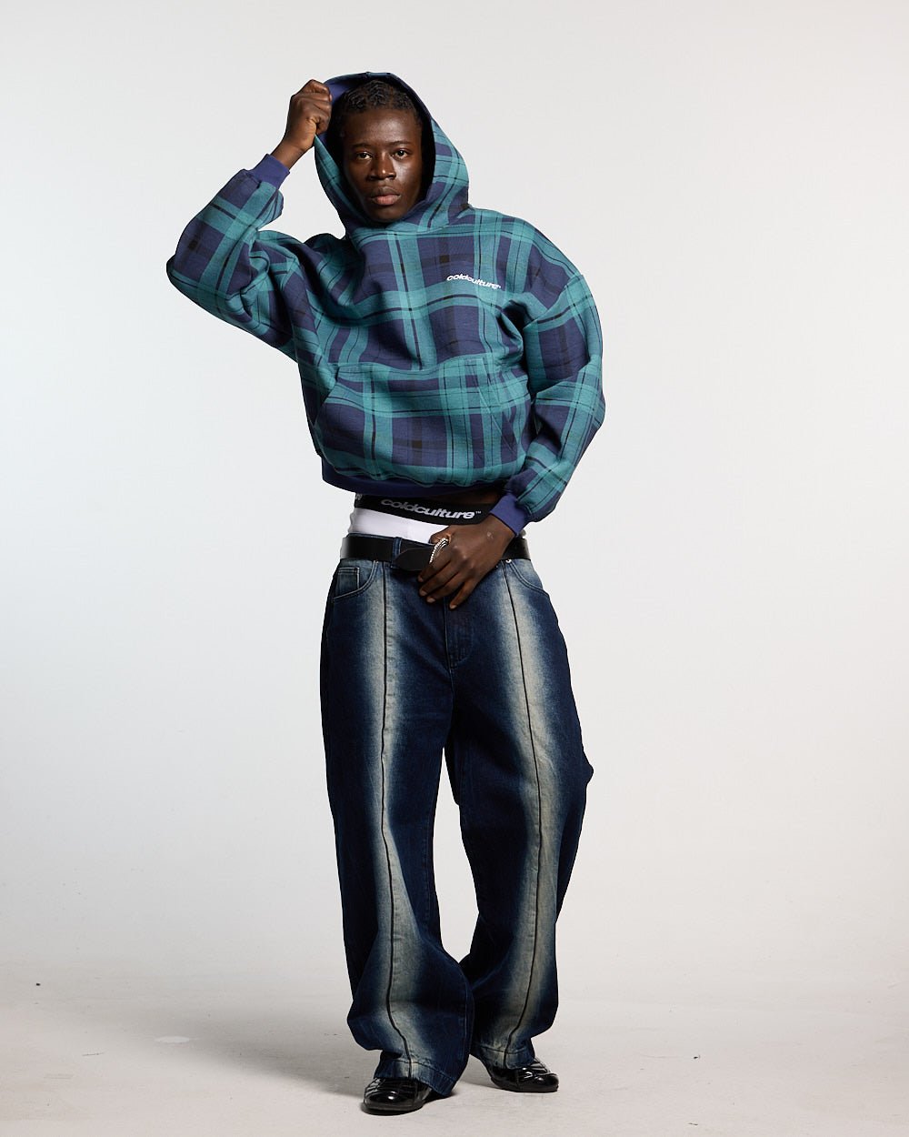 TWO FACES HOODIE NAVY & GREEN - Cold Culture #man