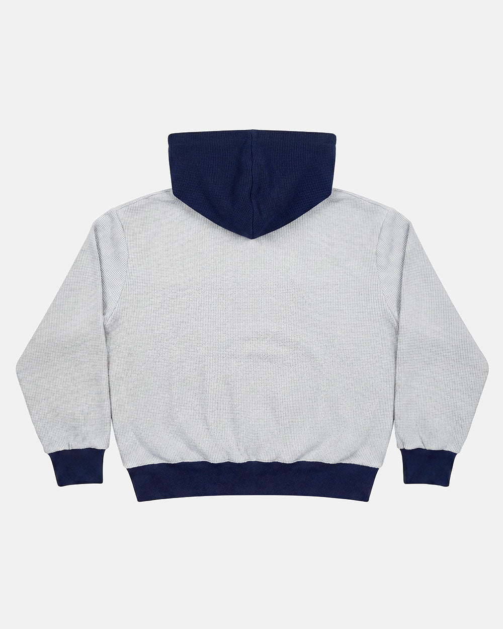 UNTRUE WAFFLE REVERSIBLE ZIP HOODIE BLUE - navy striped reversible zip-up hoodie, back view - Cold Culture