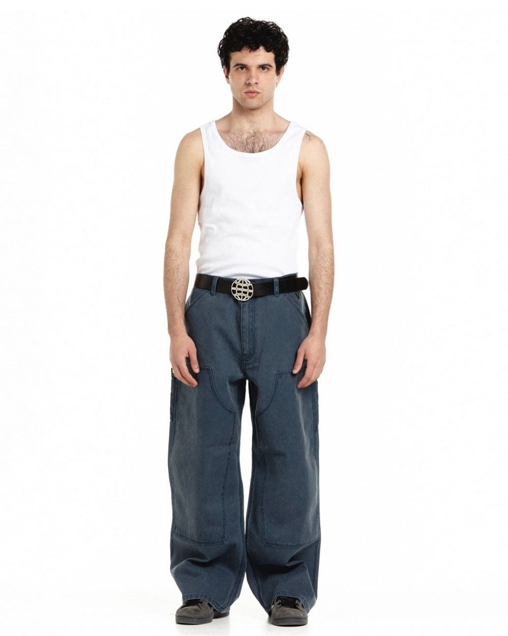 V1 DOUBLE KNEE PANTS STONE WASHED SLATE BLUE - COLD CULTURE