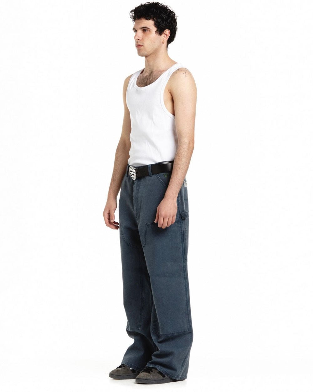 V1 DOUBLE KNEE PANTS STONE WASHED SLATE BLUE - COLD CULTURE