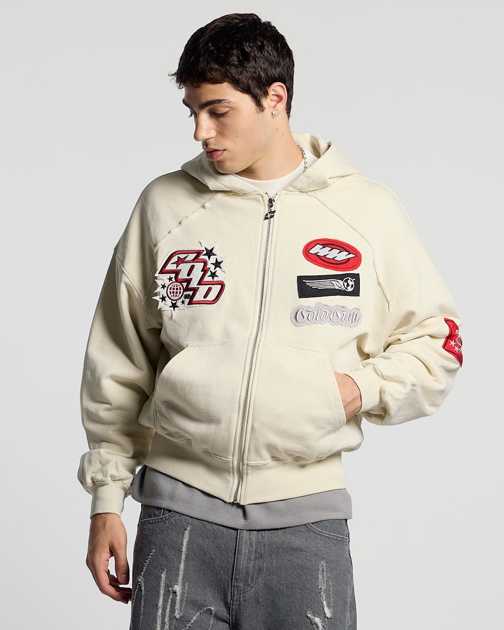 WALKER ZIP HOODIE LIGHT GREY - Cold Culture