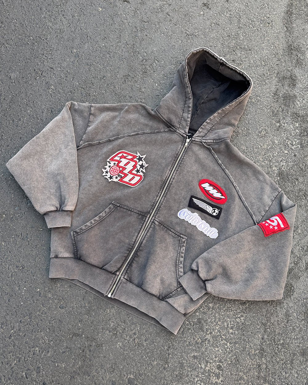 WALKER ZIP HOODIE WASHED BLACK - COLD CULTURE