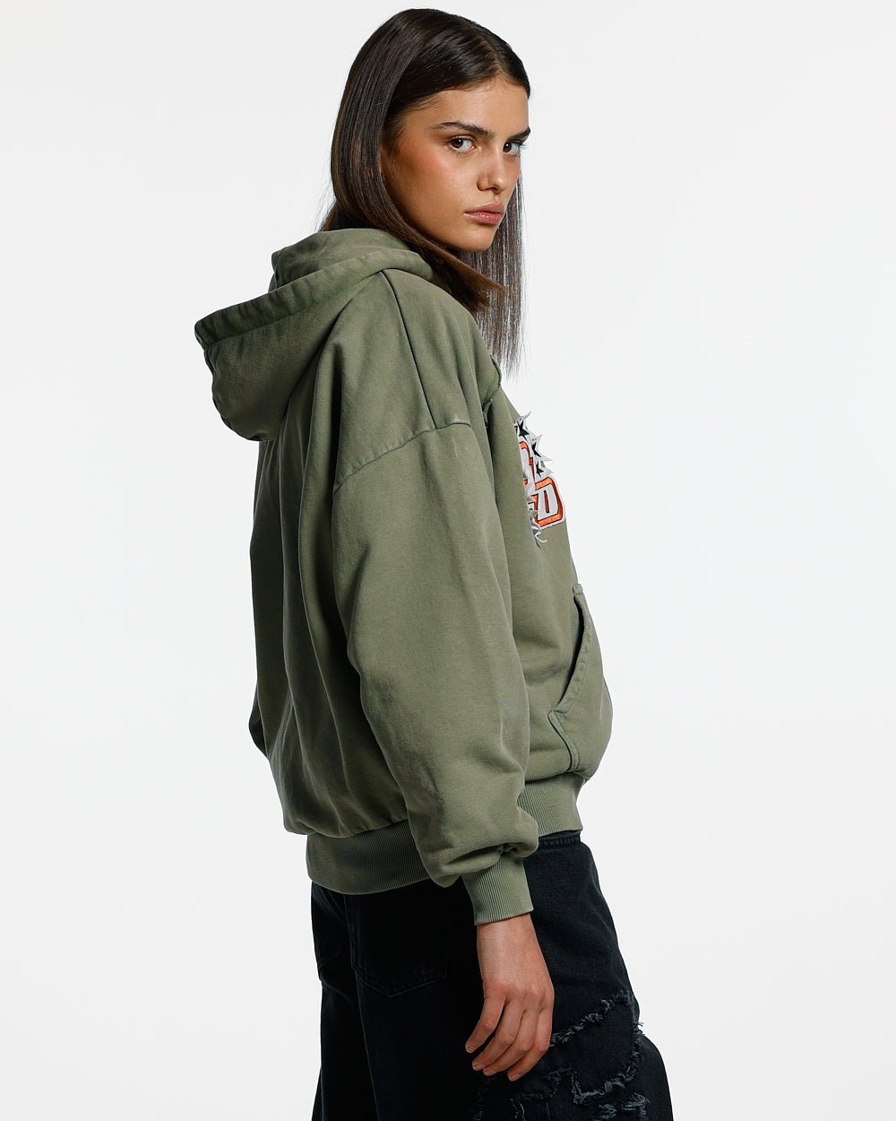 WALKER ZIP HOODIE WASHED GREEN - COLD CULTURE