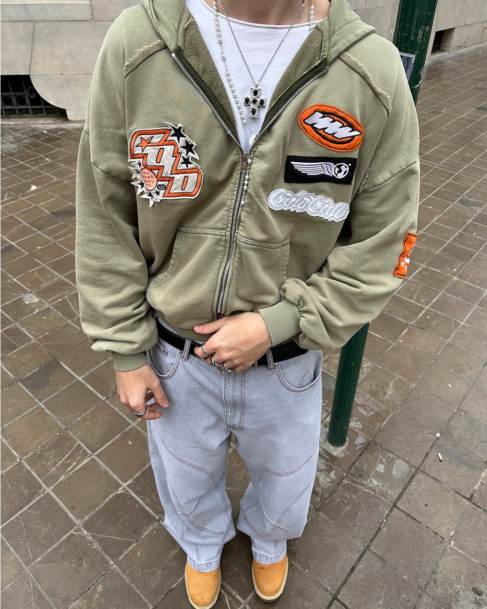 WALKER ZIP HOODIE WASHED GREEN - COLD CULTURE