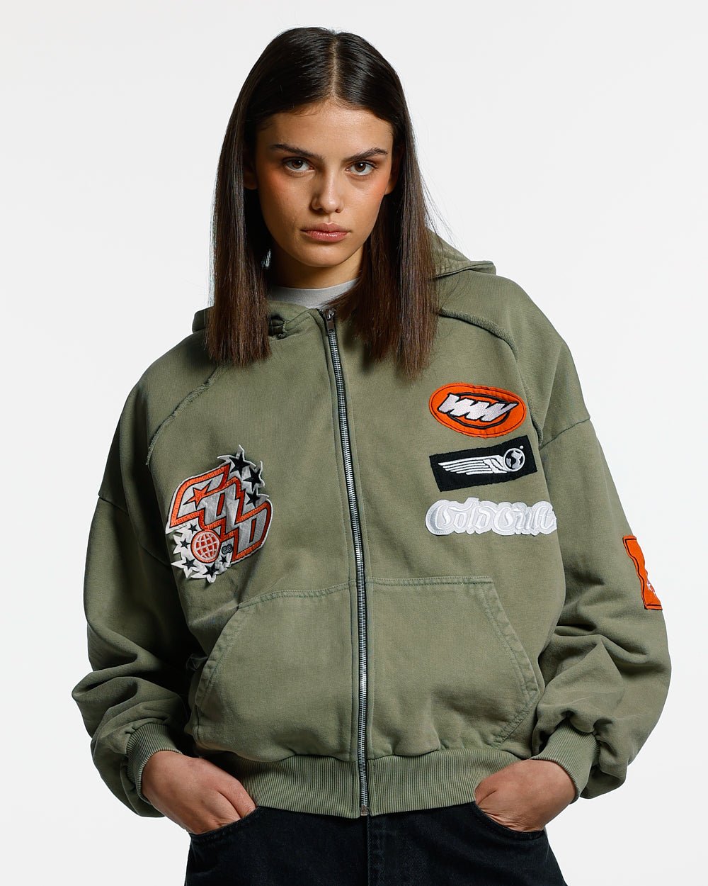 WALKER ZIP HOODIE WASHED GREEN - COLD CULTURE
