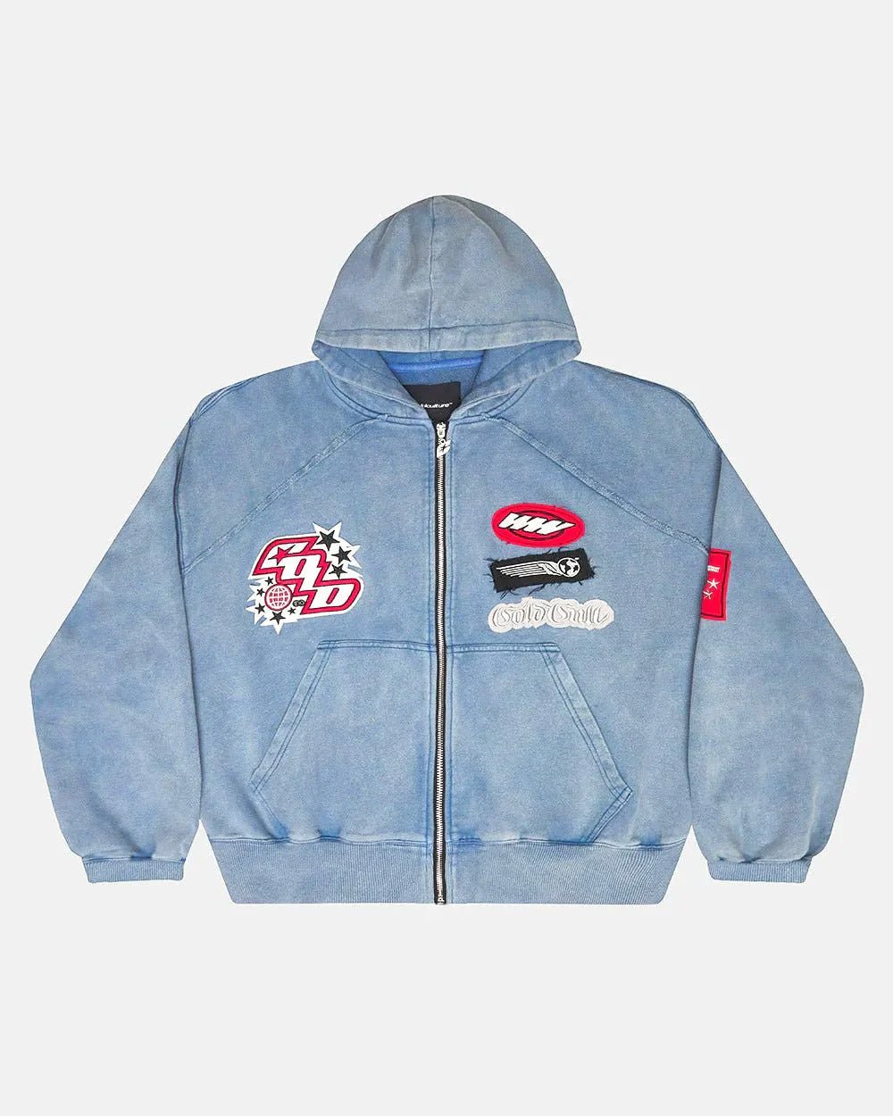 WALKER ZIP HOODIE WASHED INDIGO - Cold Culture