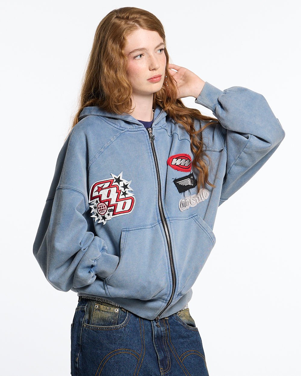 WALKER ZIP HOODIE WASHED INDIGO - COLD CULTURE