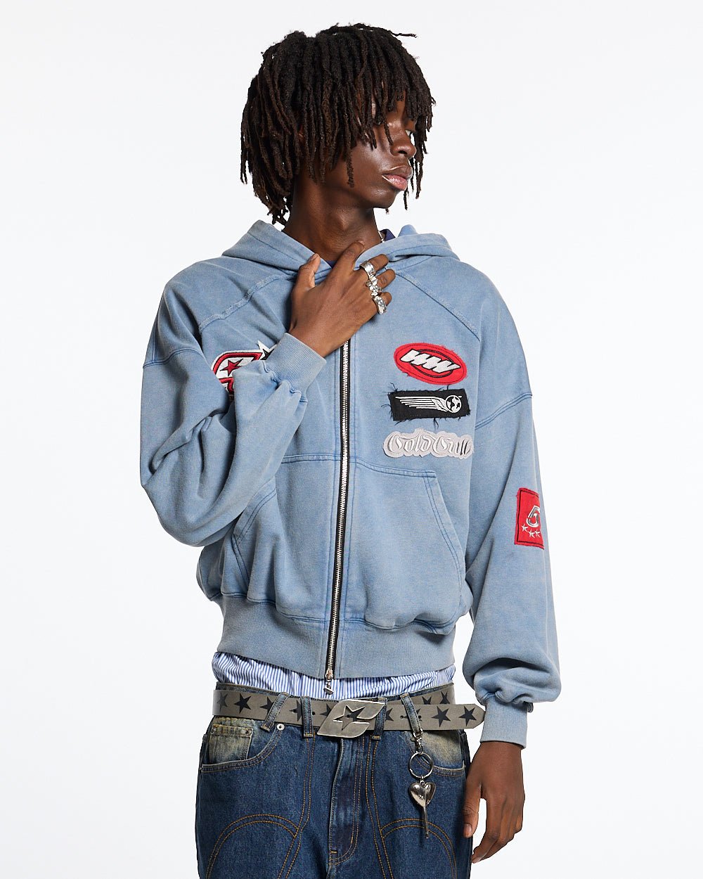 WALKER ZIP HOODIE WASHED INDIGO - COLD CULTURE