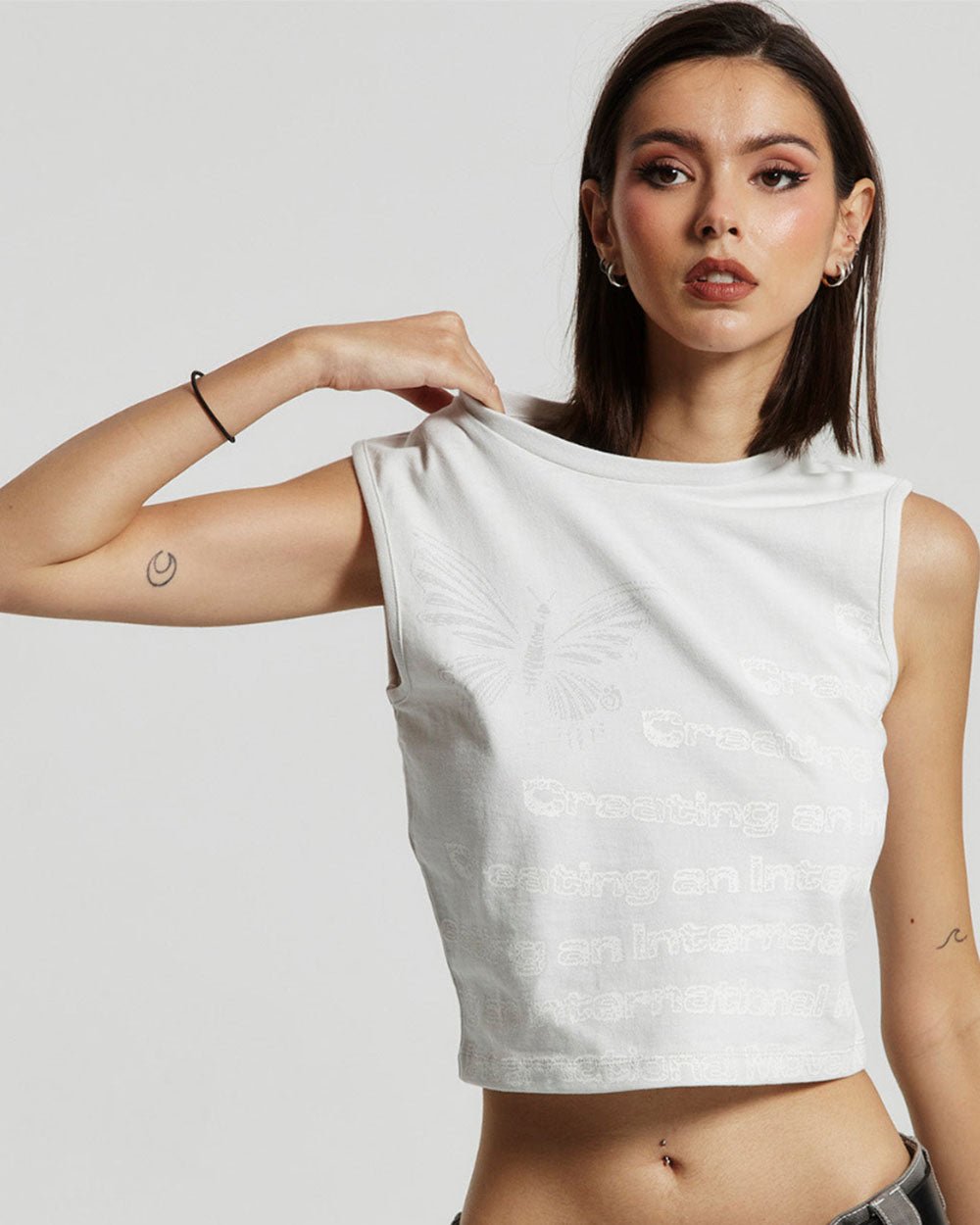 WAVES EFFECT TANK TOP ULTRA LIGHT GREY - COLD CULTURE