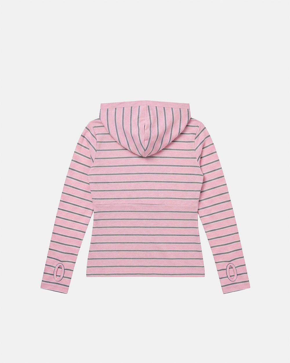 WHIPPED CREAM ZIP LONGSLEEVE PINK - pink striped zip longsleeve, back view - Cold Culture
