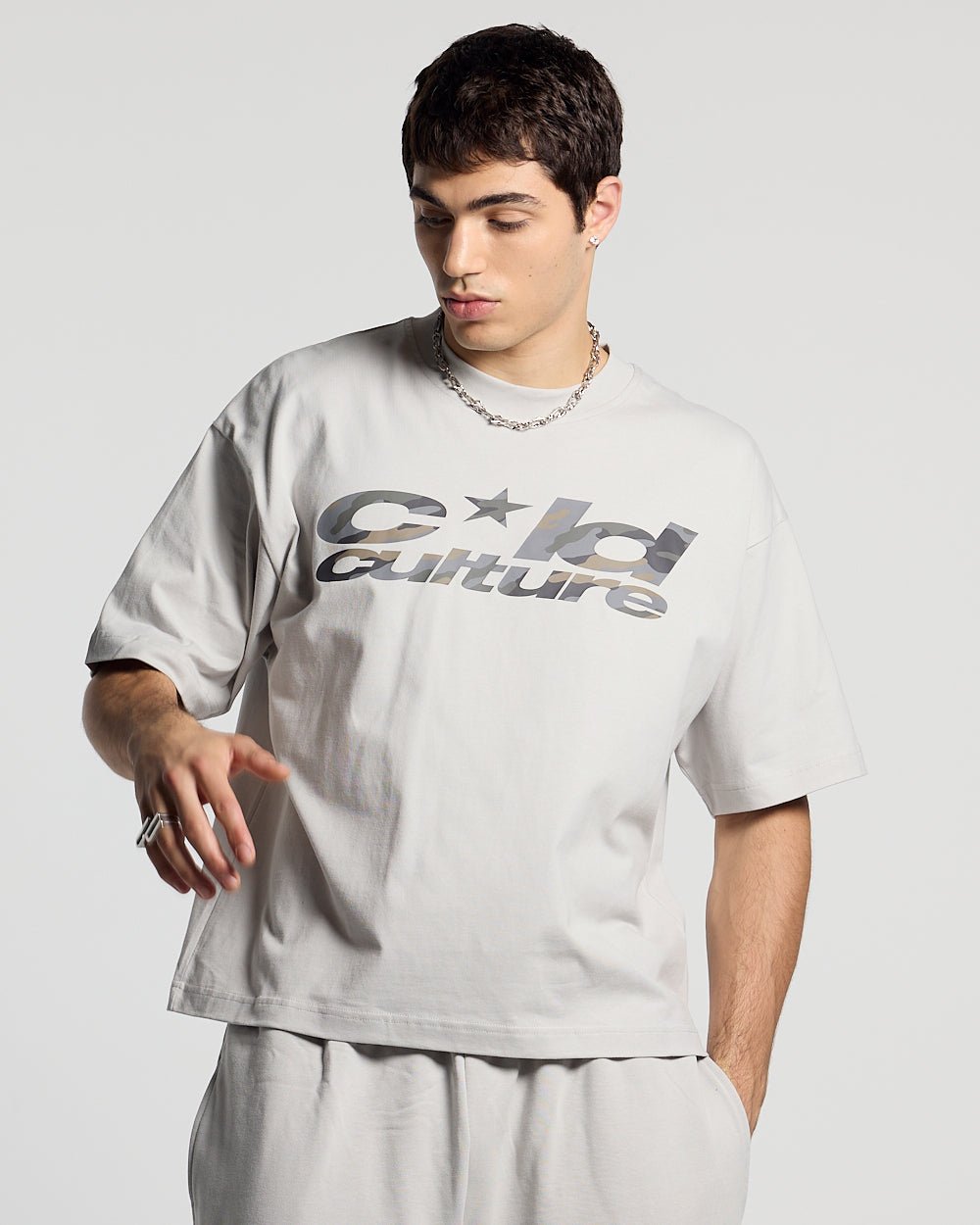 WILD CAMO TEE LIGHT GREY - Cold Culture